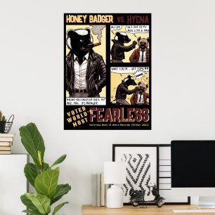 Affiche Un Badger de miel sans peur combat une Hyena