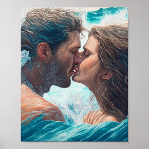 Affiche Un baiser dans les vagues