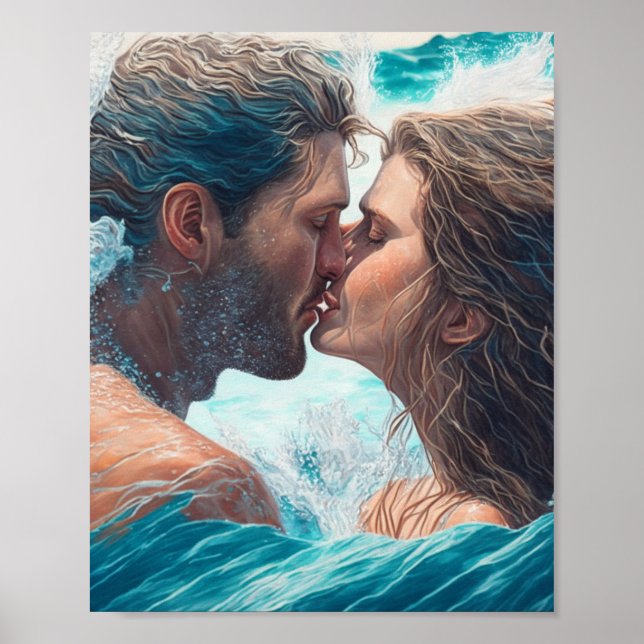Affiche Un baiser dans les vagues (Devant)