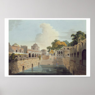 Affiche Un Baolee près de la vieille ville de Delhi, plat
