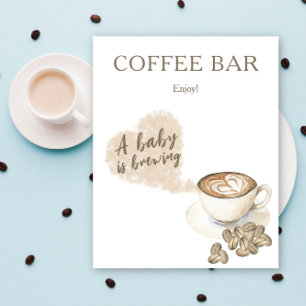 Affiche Un bar à café pour baby shower où un bébé est en p