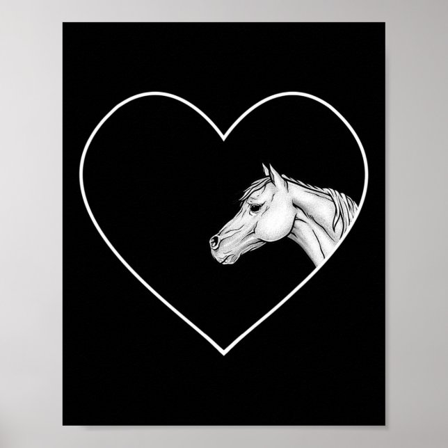 Affiche Un Beau Cheval Blanc Pour L'Équitation Filles Coeu (Devant)