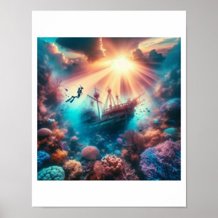 Affiche Un beau récif avec une vieille épave