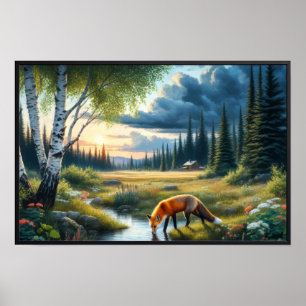 Affiche Un Beau Renard Rouge Reposé