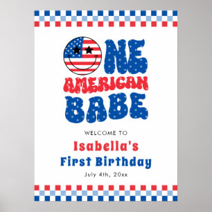 Affiche Un bébé américain 4 juillet fête de premier annive