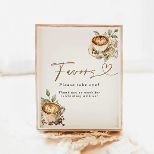 Affiche Un bébé brasse des faveurs Signe Baby shower caf