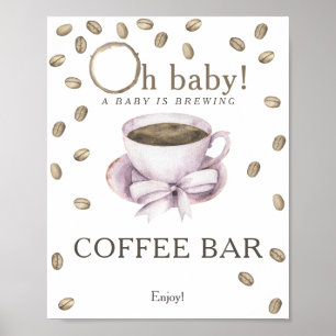 Affiche Un bébé brasse du baby shower Café bar