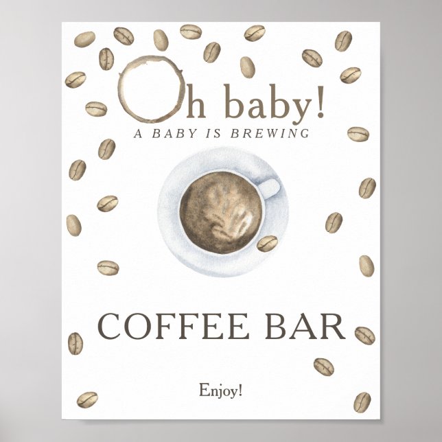 Affiche Un bébé brasse du baby shower Café bar (Devant)
