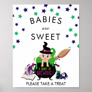 Affiche Un Bébé brasse Halloween Baby shower Favoriser