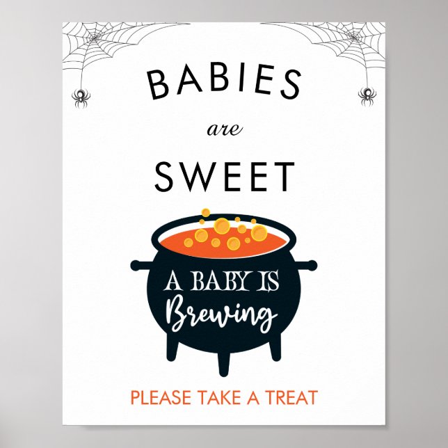 Affiche Un Bébé brasse Halloween Baby shower Favoriser Pos (Devant)