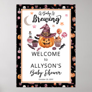 Affiche Un bébé brasse Jack-O-Lanterne Douche Halloween