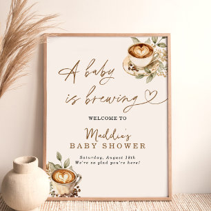 Affiche Un bébé brasse l'Affiche de bienvenue Café bébé