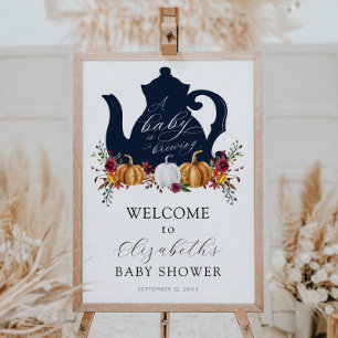 Affiche Un bébé brasse le Baby shower Citrouille d'automne