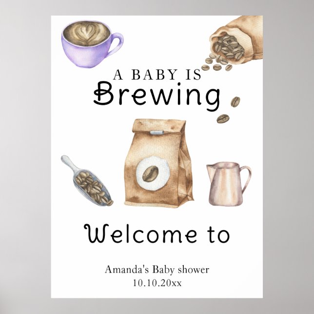 Affiche Un Bébé Brûle Un Baby shower De Coupe Du Café (Devant)