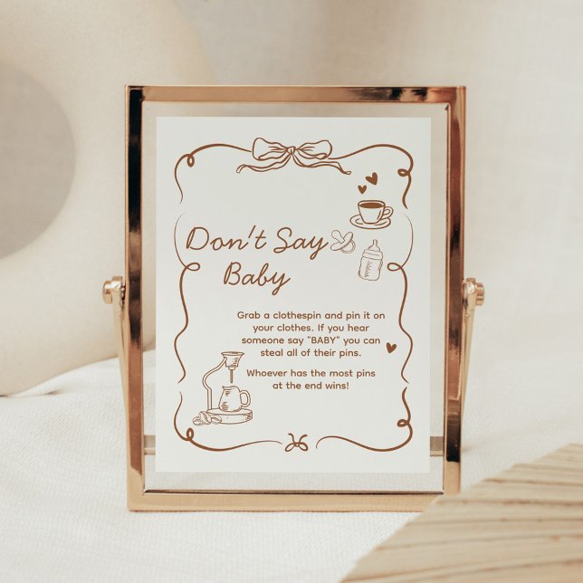 Affiche Un bébé café est en train de se préparer Signe Ne  (Coffee Baby is Brewing Baby Shower Sign)