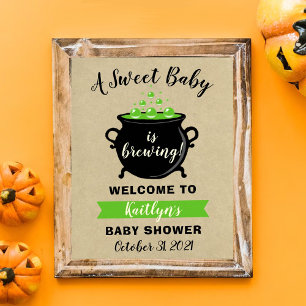 Affiche Un Bébé Doux Brasse Le Baby shower D'Halloween