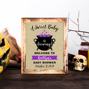 Affiche Un Bébé Doux Brasse Le Baby shower D'Halloween