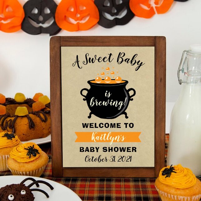 Affiche Un Bébé Doux Brasse Le Baby shower D'Halloween (Créateur téléchargé)