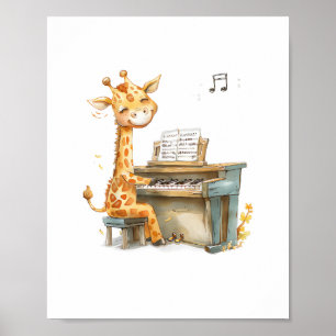 Affiche Un bébé girafe mignon joue de la guitare