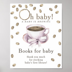 Affiche Un bébé prépare des livres pour bébé