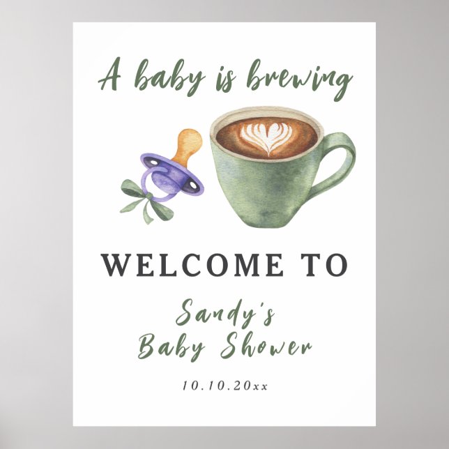 Affiche Un bébé prépare un Pacificateur de café Baby Showe (Devant)