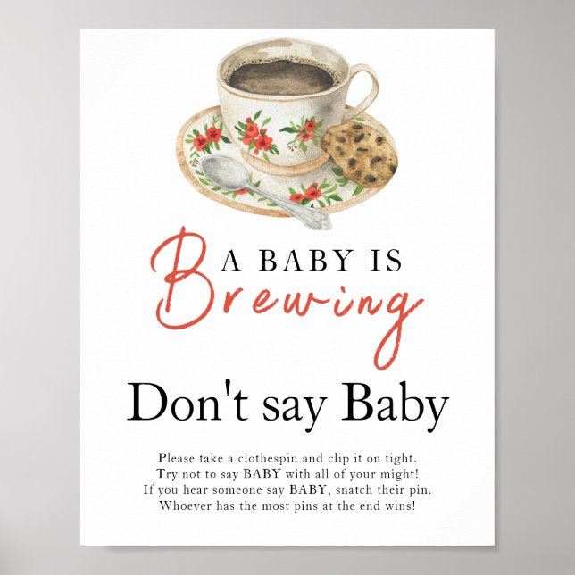 Affiche Un bébé prépare une tasse de café Ne dites pas béb (Devant)