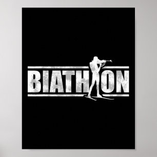 Affiche Un biathlète avec fusil et skis de fond Moti