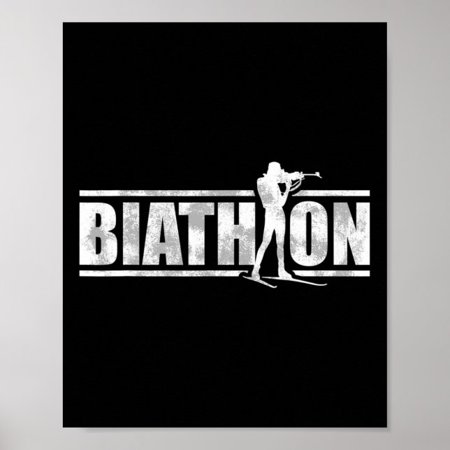 Affiche Un biathlète avec fusil et skis de fond Moti (Devant)