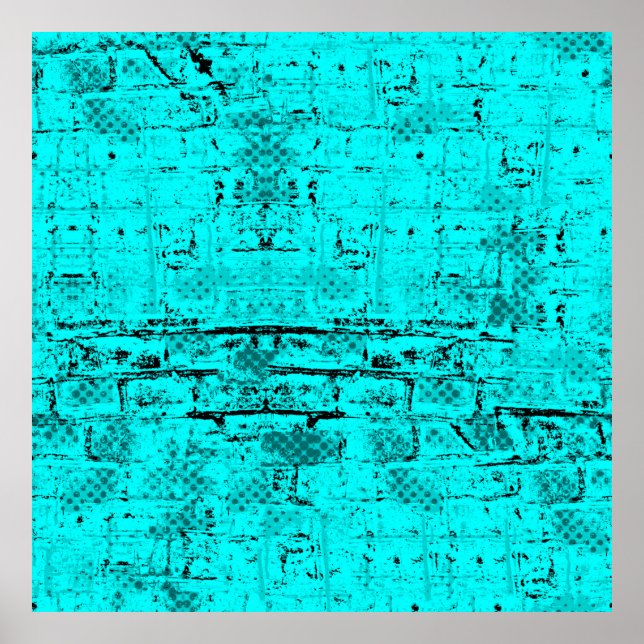 Affiche Un bleu turquoise grinçant sans couleur. Éléments  (Devant)