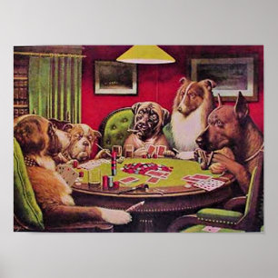 Affiche Un Bluff Audacieux, Chiens Jouant au Poker,