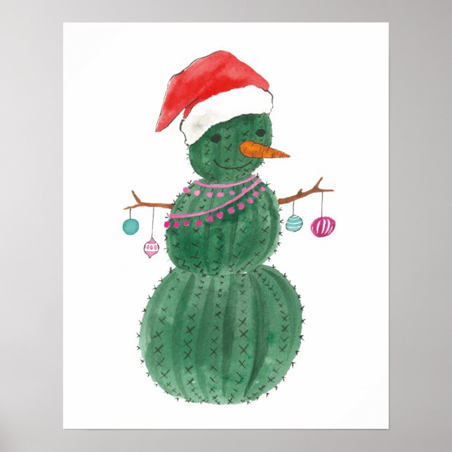 Affiche Un bonhomme de neige de Noël très cactus (Devant)