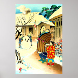 Affiche Un bonhomme de neige Hiyoshi Mamoru 1950