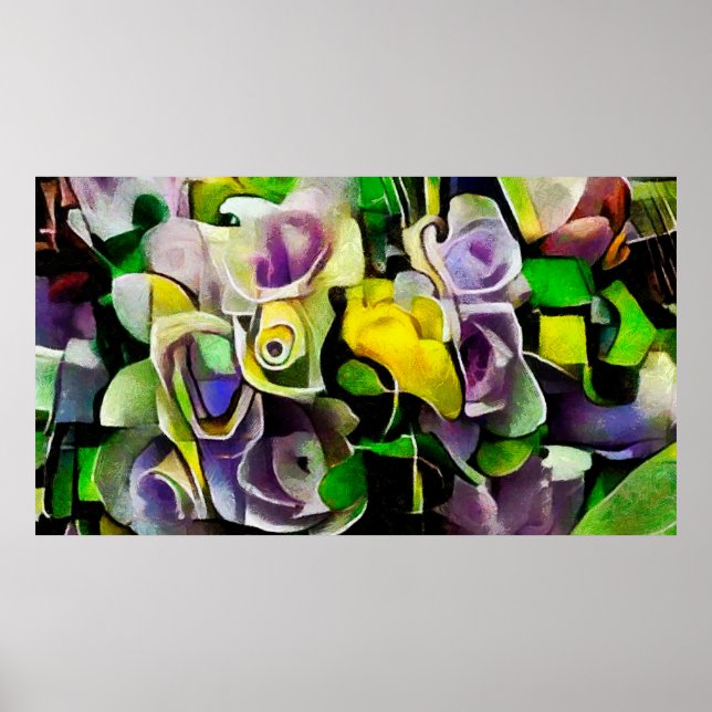 Affiche Un bouquet de belles fleurs dans un style moderne (Devant)