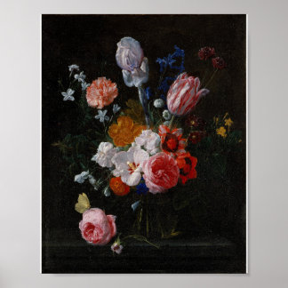 Affiche Un bouquet de fleurs dans un vase de cristal