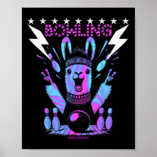 Affiche Un Bowling Cool Llama Avec Frappe De Foudre