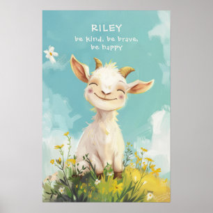 Affiche Un brave chèvre Happy Personnalisé Enfants en gard