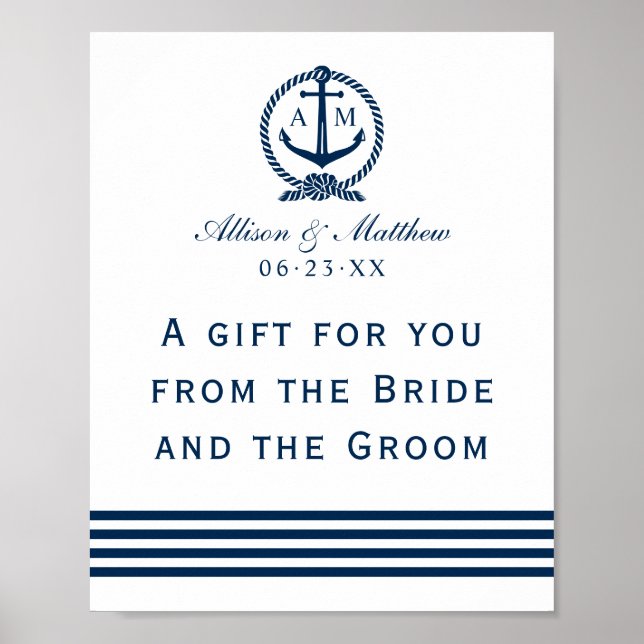 Affiche Un cadeau pour vous marine Mariage nautique Faveur (Devant)