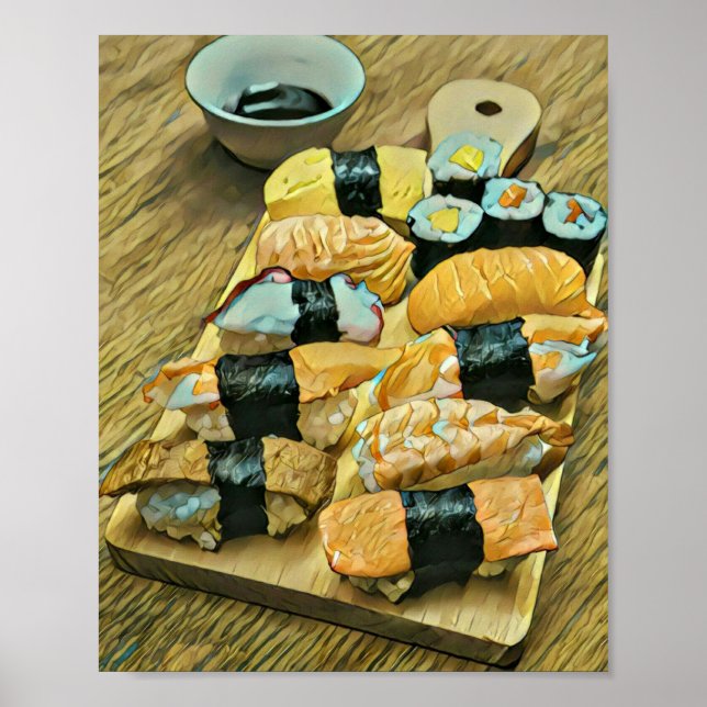 Affiche Un cadeau sushi pour les amateurs de nourriture (Devant)