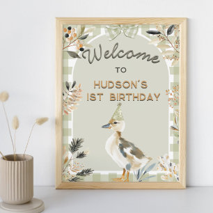 Affiche Un canard chanceux mignon canard En vichy 1er anni