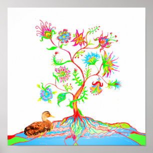 Affiche Un canard et un arbre de vie