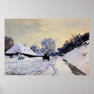 Affiche Un chariot sur la neige a couvert la route