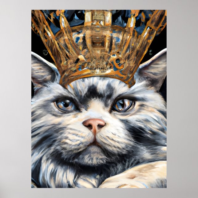 Affiche Un chat avec une couronne (Devant)