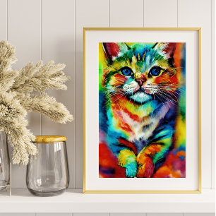 Affiche Un chat coloré ludique et capricieux