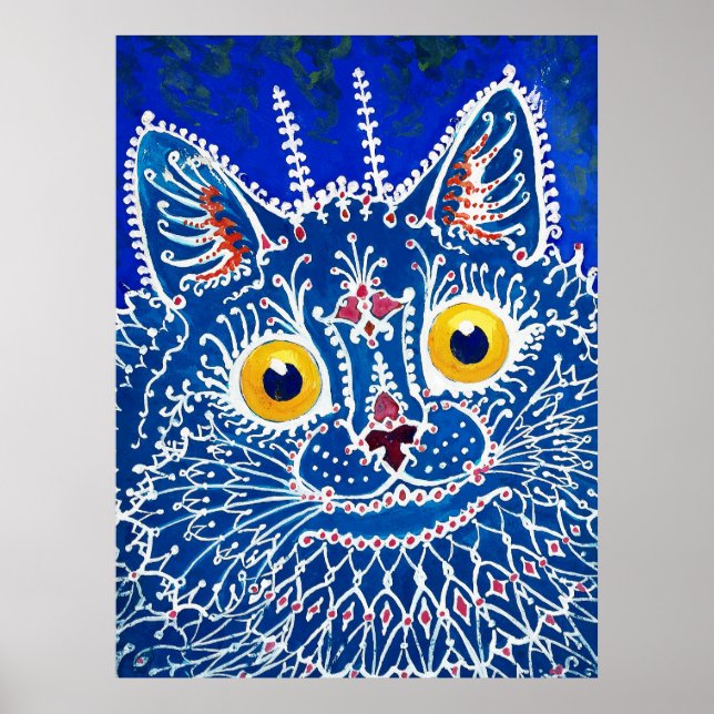 Affiche Un chat dans le style gothique par Louis Wain  (Devant)