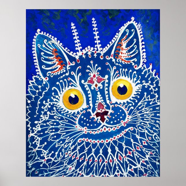 Affiche Un chat dans le style gothique par Louis Wain  (Devant)