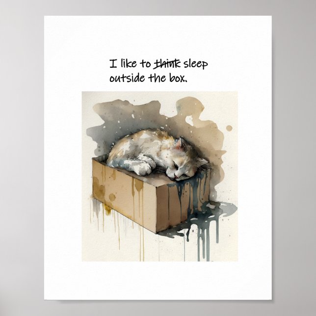 Affiche Un Chat Qui Aime Dormir Dehors De La Boîte (Devant)