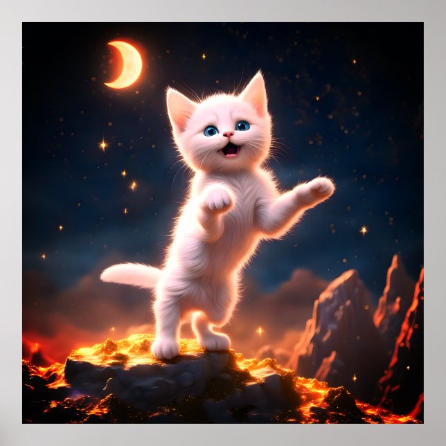 Affiche Un chaton blanc fantaisiste (Devant)