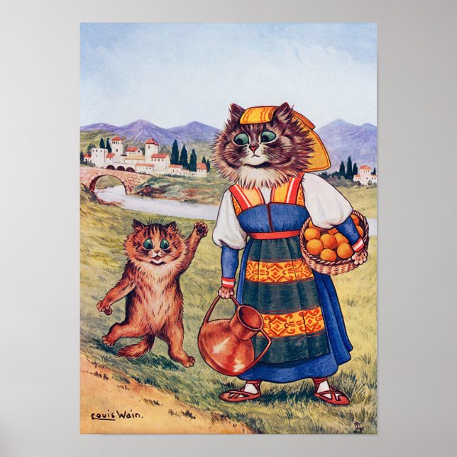 Affiche Un chaton veut une orange, Louis Wain (Devant)