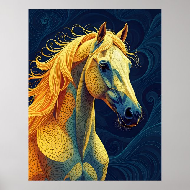 Affiche Un cheval bleu jaune (Devant)