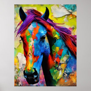 Affiche Un Cheval Très Coloré